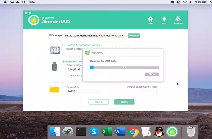 start to burn ISO to USB on mac
