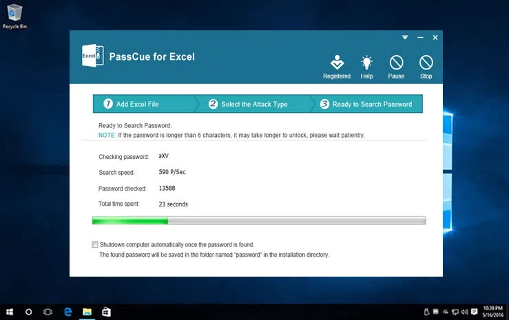 sart to recover lost password on Excel