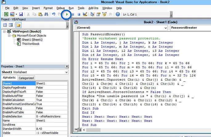 Unlock A Locked Excel Spreadsheet using VBA 