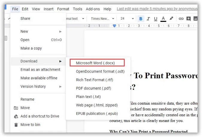 dwonload PDF as word