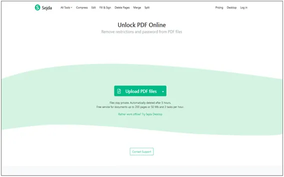 Sejda Unlock PDF Online