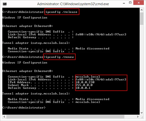 Releasing and Renewing IP Address