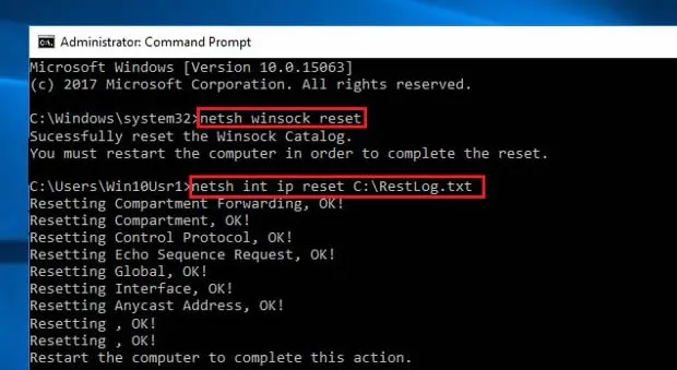 Reset TCP/IP 