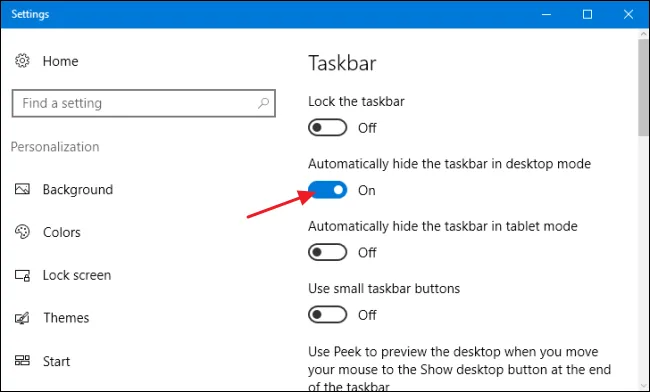 Auto-Hide Windows 10's Taskbar 