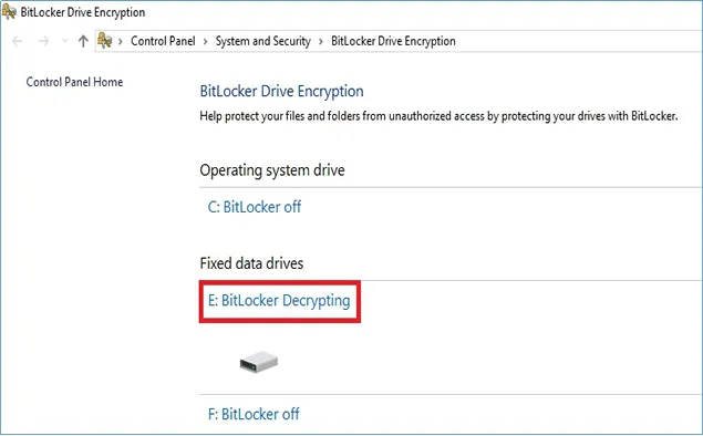 BitLocker Decrypting