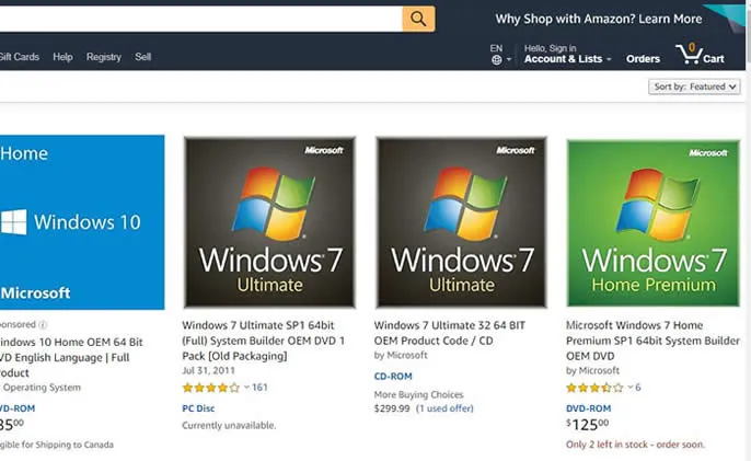Windows 7 Ultimate Product Key 64/32 Bit from Amazon 