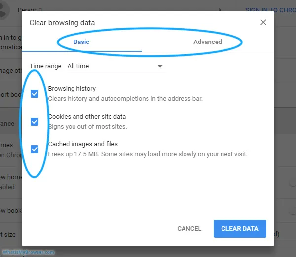 Clear browsing data