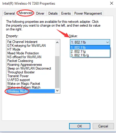 change wireless mode