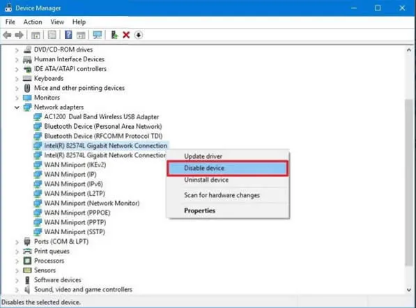 Enable Network Adapter 