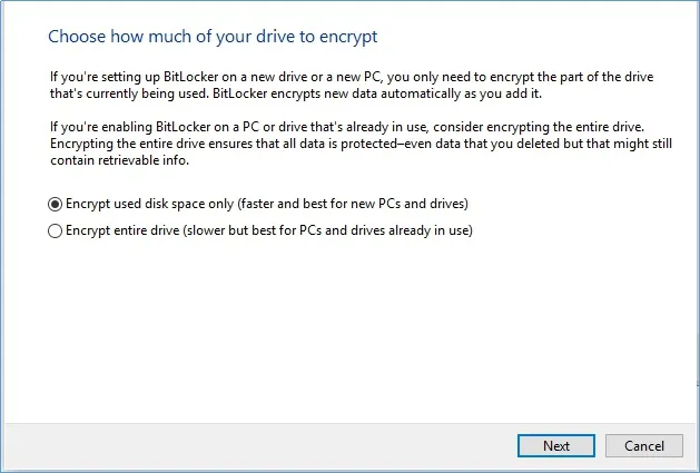 choose a drive to encrypt
