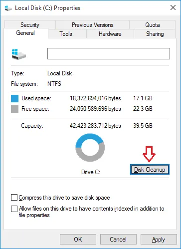 open disk cleanup