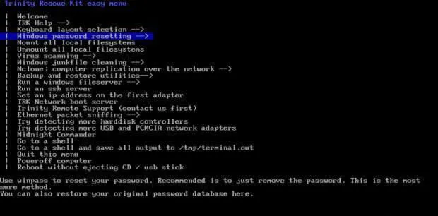 unlock Laptop Password with TRK Tool 