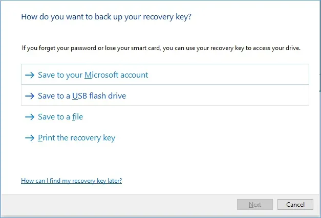 backup your recovery key