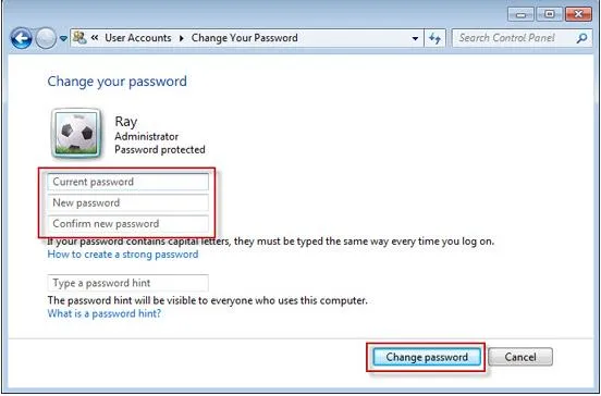 change new password